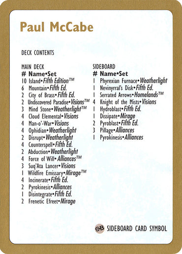 Paul McCabe Decklist [World Championship Decks 1997] 