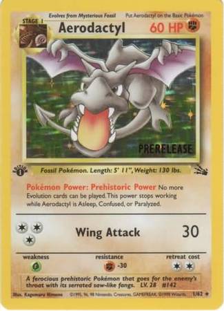 Aerodactyl (1/62) (Prerelease Promo) [Fossil 1st Edition] 