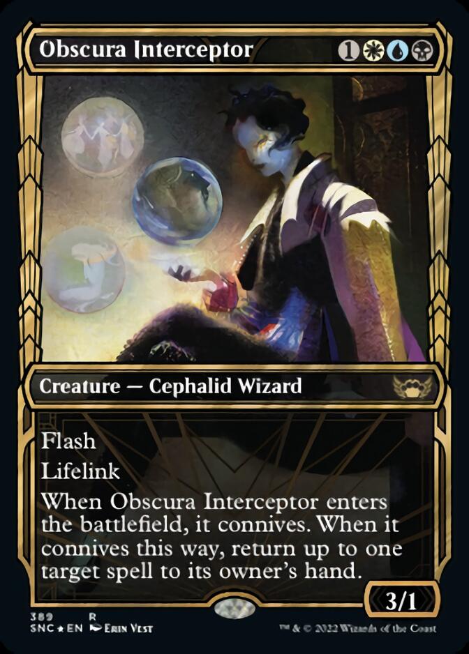 Obscura Interceptor (Showcase Golden Age Gilded Foil) [Streets of New Capenna] 