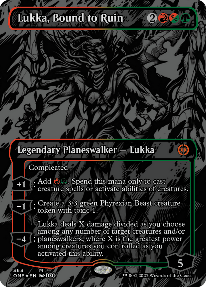 Lukka, Bound to Ruin (Oil Slick Raised Foil) [Phyrexia: All Will Be One] 