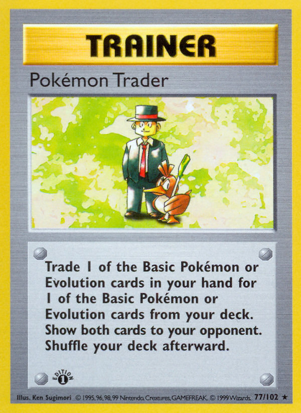 Pokemon Trader (77/102) (Shadowless) [Base Set 1st Edition] 