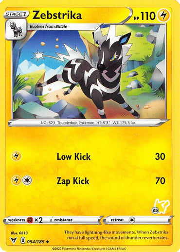 Zebstrika (054/185) (Pikachu Stamp #25) [Battle Academy 2022] 