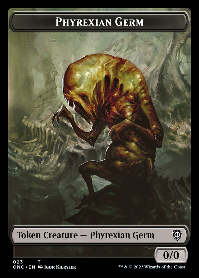 Rebel // Phyrexian Germ Double-Sided Token [Phyrexia: All Will Be One Commander Tokens] 