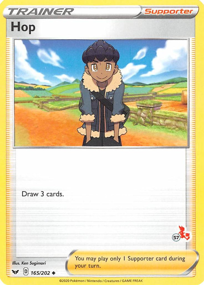 Hop (165/202) (Cinderace Stamp #57) [Battle Academy 2022] 