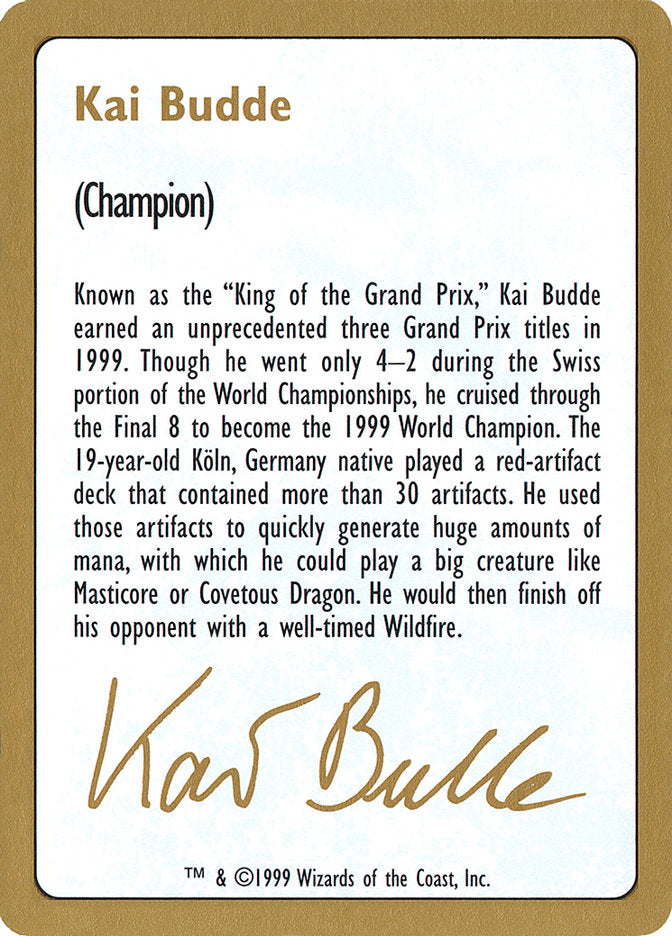 Kai Budde Bio [World Championship Decks 1999] 