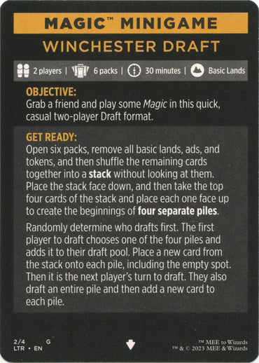 Winchester Draft (Magic Minigame) [The Lord of the Rings: Tales of Middle-Earth Minigame] 