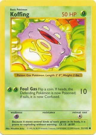 Koffing (51/102) [Base Set Shadowless Unlimited] 