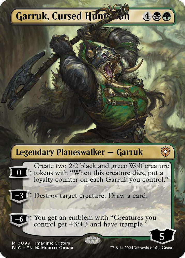 Garruk, Cursed Huntsman (Borderless) [Bloomburrow Commander] 