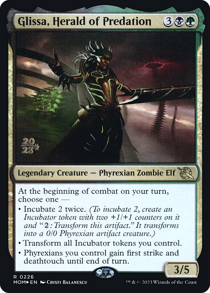 Glissa, Herald of Predation [March of the Machine Prerelease Promos] 