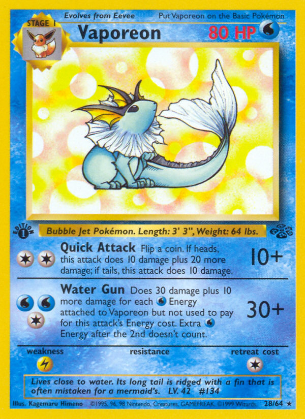 Vaporeon (28/64) [Jungle 1st Edition] 