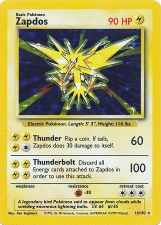 Zapdos (16/102) [Base Set Unlimited] 