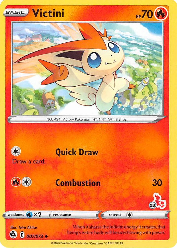 Victini (007/073) (Cinderace Stamp #53) [Battle Academy 2022] 
