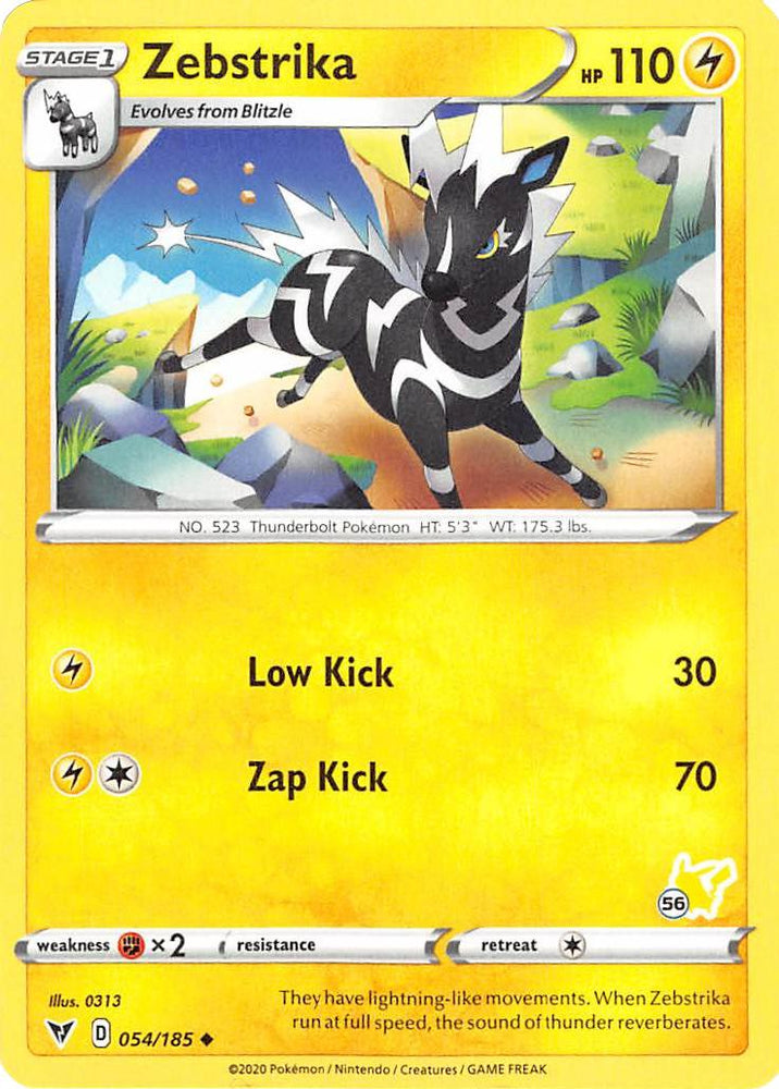 Zebstrika (054/185) (Pikachu Stamp #56) [Battle Academy 2022] 