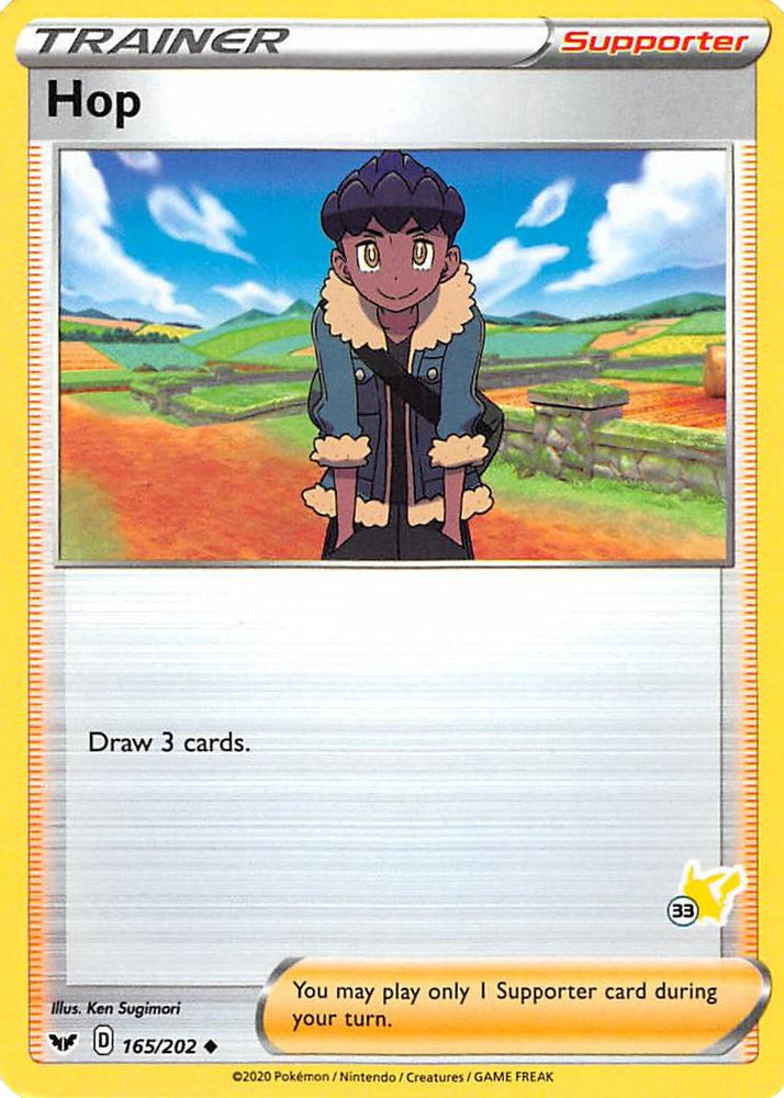 Hop (165/202) (Pikachu Stamp #33) [Battle Academy 2022] 