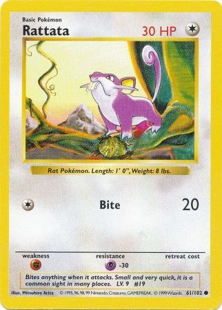 Rattata (61/102) [Base Set Shadowless Unlimited] 