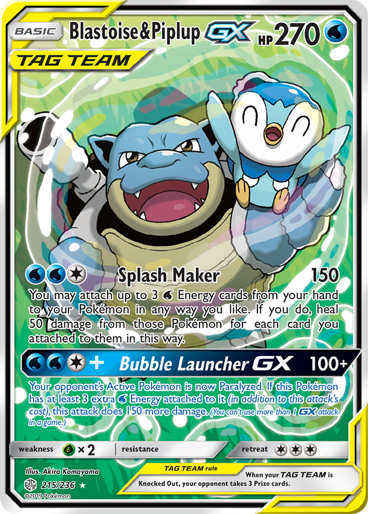 Blastoise &amp; Piplup GX (215/236) [Sun &amp; Moon: Cosmic Eclipse] 
