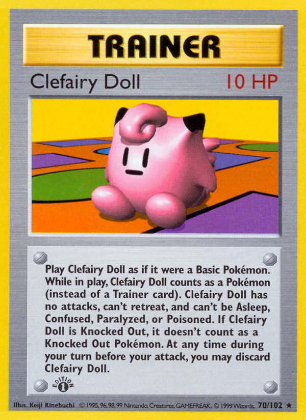 Clefairy Doll (70/102) (Shadowless) [Base Set 1st Edition] 