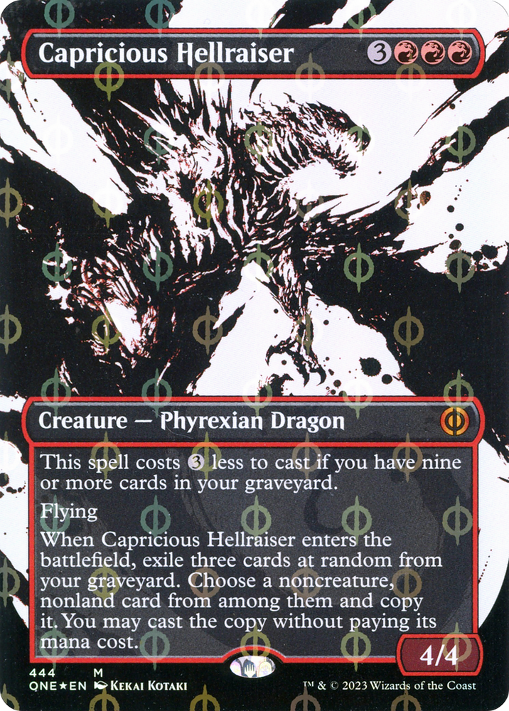 Capricious Hellraiser (Borderless Ichor Step-and-Compleat Foil) [Phyrexia: All Will Be One] 