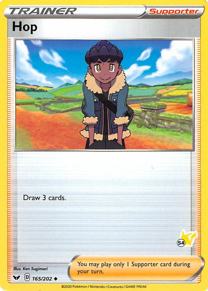 Hop (165/202) (Pikachu Stamp #54) [Battle Academy 2022] 