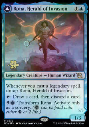 Rona, Herald of Invasion // Rona, Tolarian Obliterator [March of the Machine Prerelease Promos] 