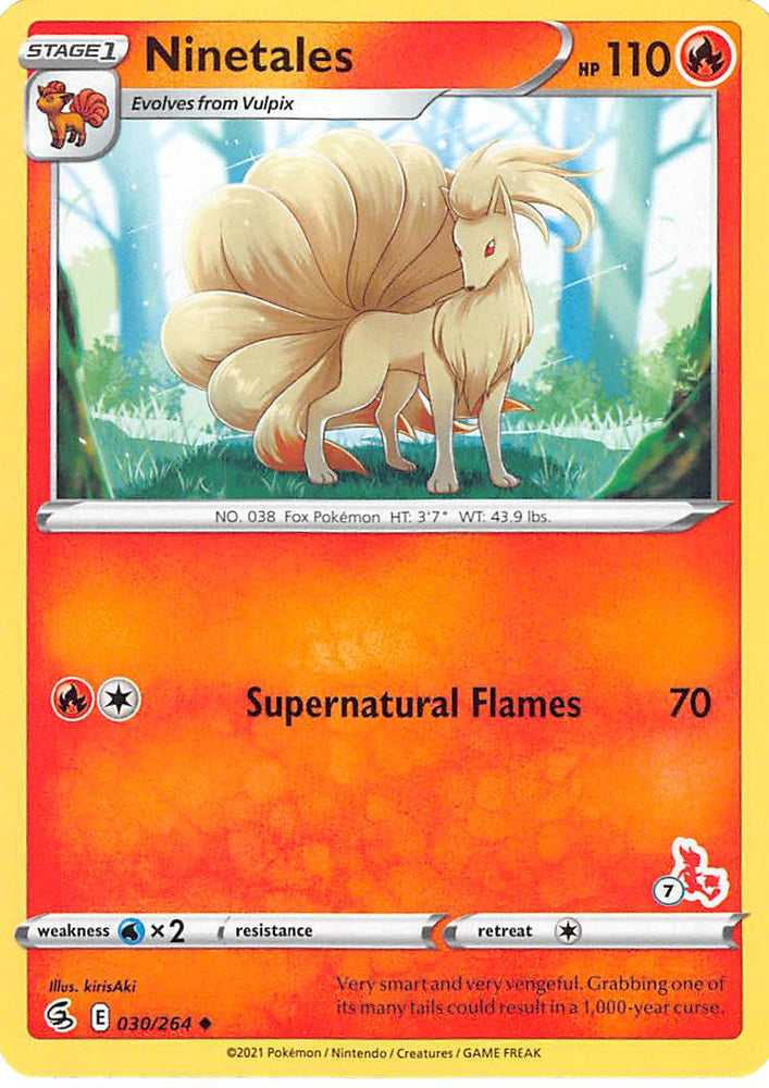 Ninetales (30/264) (Cinderace Stamp #7) [Battle Academy 2022] 