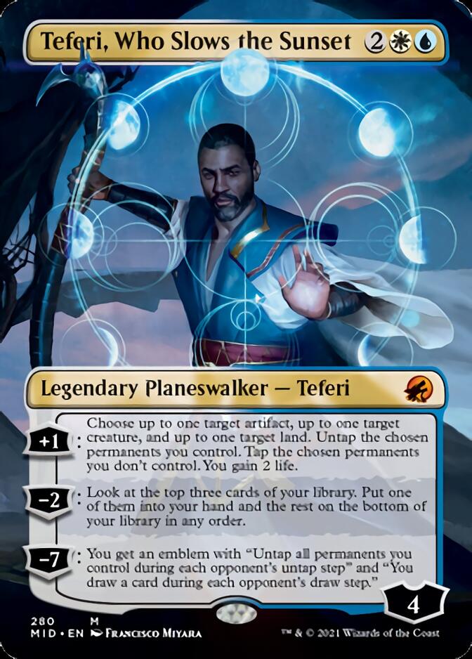Teferi, Who Slows the Sunset (Borderless) [Innistrad: Midnight Hunt] 
