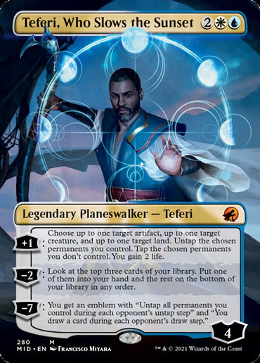 Teferi, Who Slows the Sunset (Borderless) [Innistrad: Midnight Hunt] 