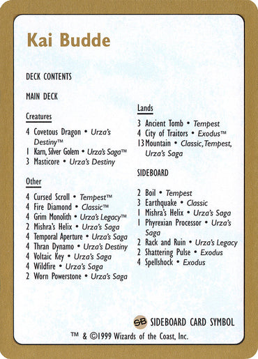 Kai Budde Decklist [World Championship Decks 1999] 