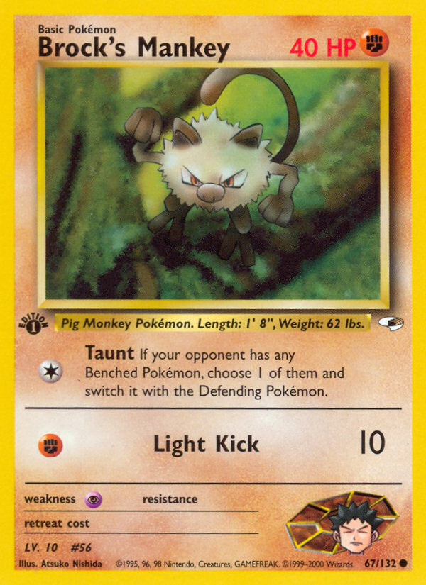 Brock's Mankey (67/132) [Gym Heroes 1st Edition] 