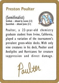 1996 Preston Poulter Biography Card [World Championship Decks] 