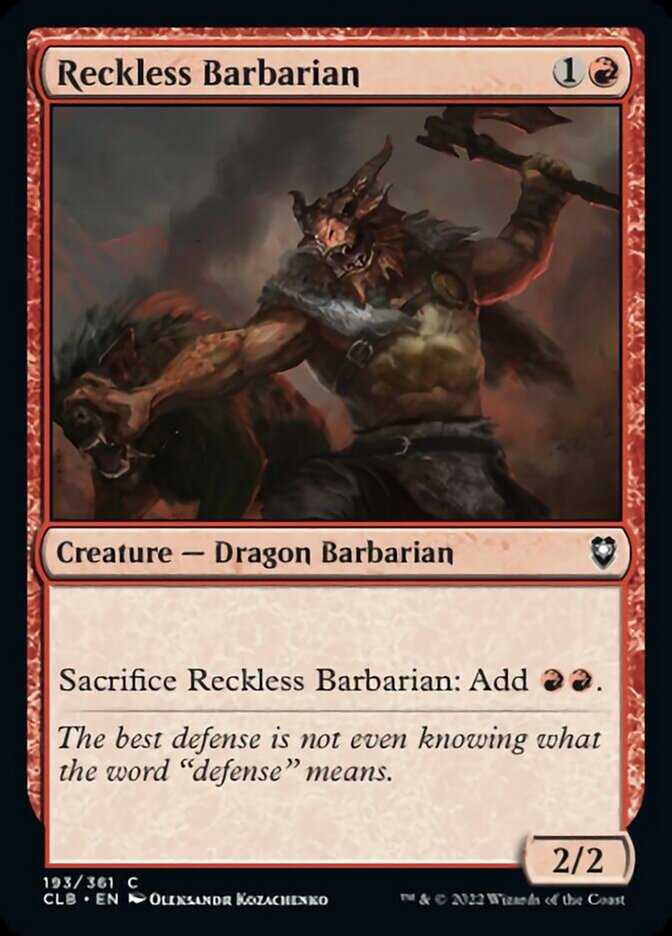 Reckless Barbarian [Commander Legends: Battle for Baldur's Gate] 