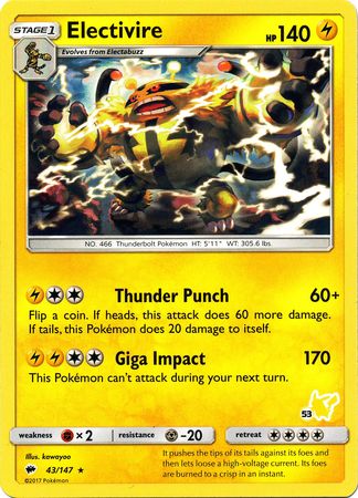 Electivire (43/147) (Pikachu Stamp #53) [Battle Academy 2020] 