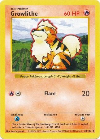 Growlithe (28/102) [Base Set Shadowless Unlimited] 