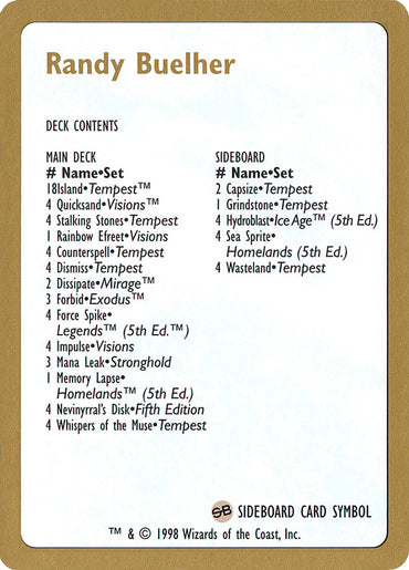 Randy Buehler Decklist [World Championship Decks 1998] 